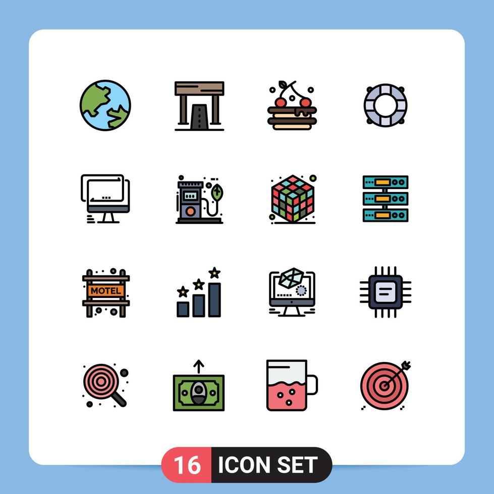 16 iconos creativos signos y símbolos modernos de imac monitor tarta computadora salvavidas elementos de diseño de vectores creativos editables