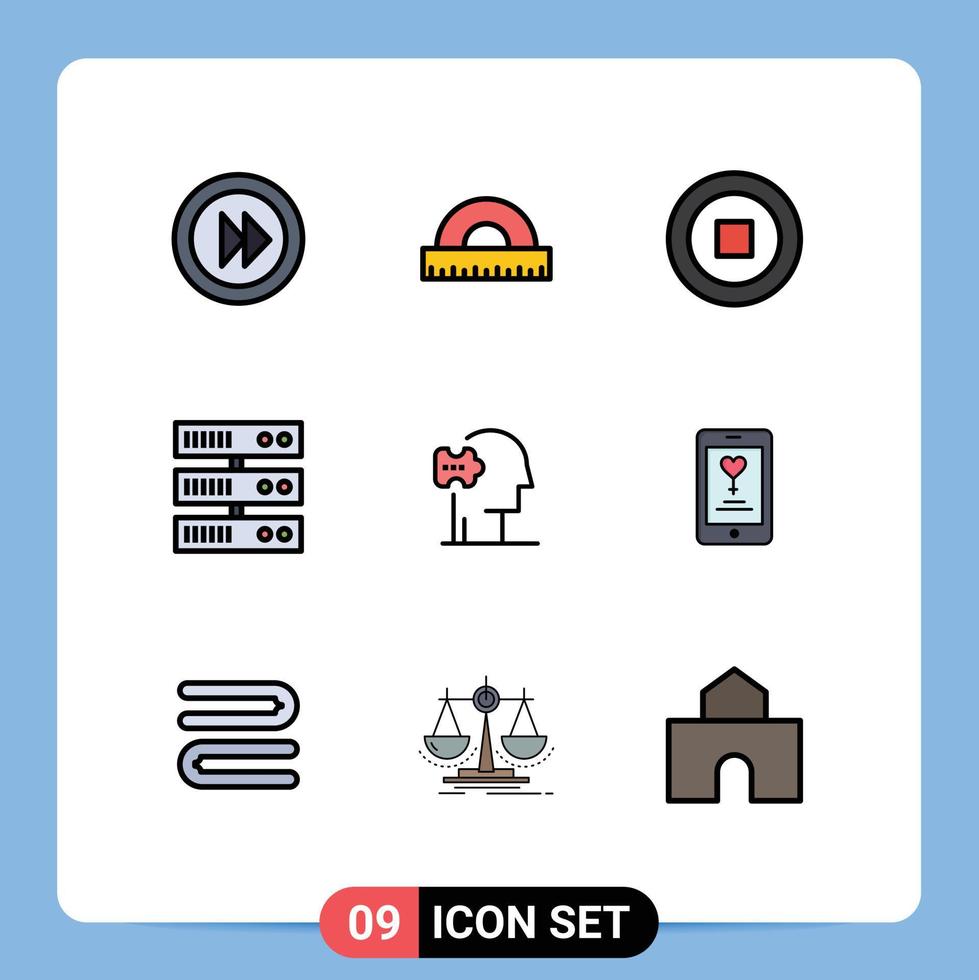 9 Creative Icons Modern Signs and Symbols of solutions psychology basic psychiatry datacenter Editable Vector Design Elements