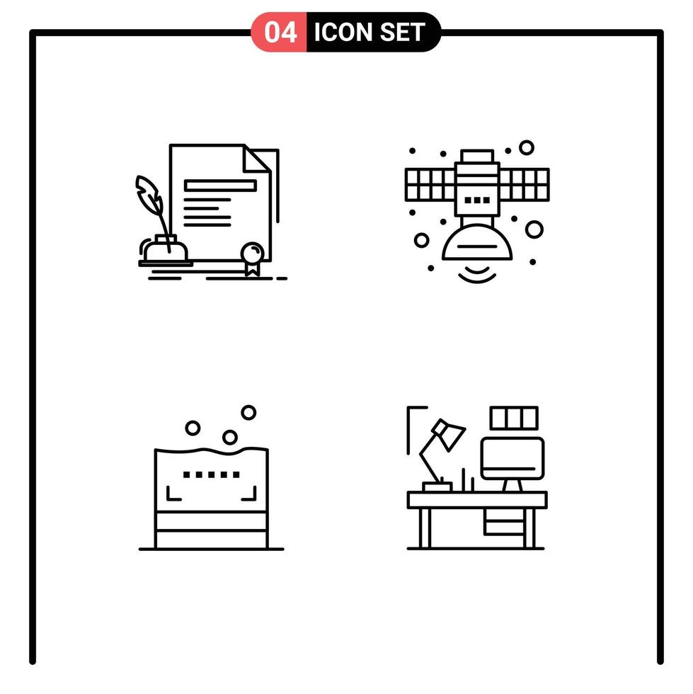 4 Thematic Vector Filledline Flat Colors and Editable Symbols of contract transmission agreement radio bath Editable Vector Design Elements