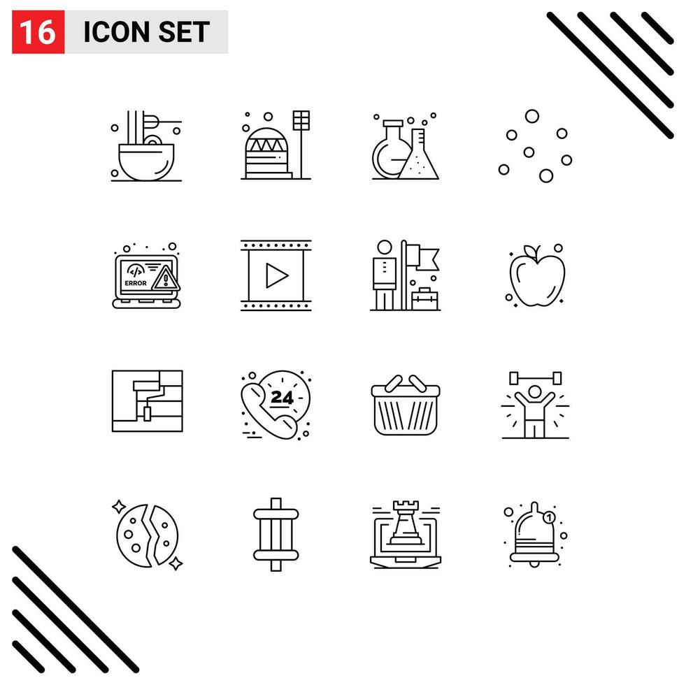 Modern Set of 16 Outlines and symbols such as coding bubbles dome air tube Editable Vector Design Elements