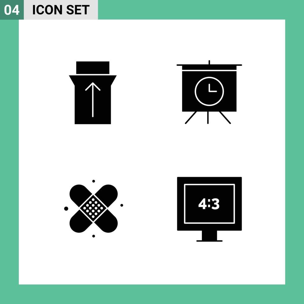 4 Solid Glyph concept for Websites Mobile and Apps gesture plaster board care display Editable Vector Design Elements