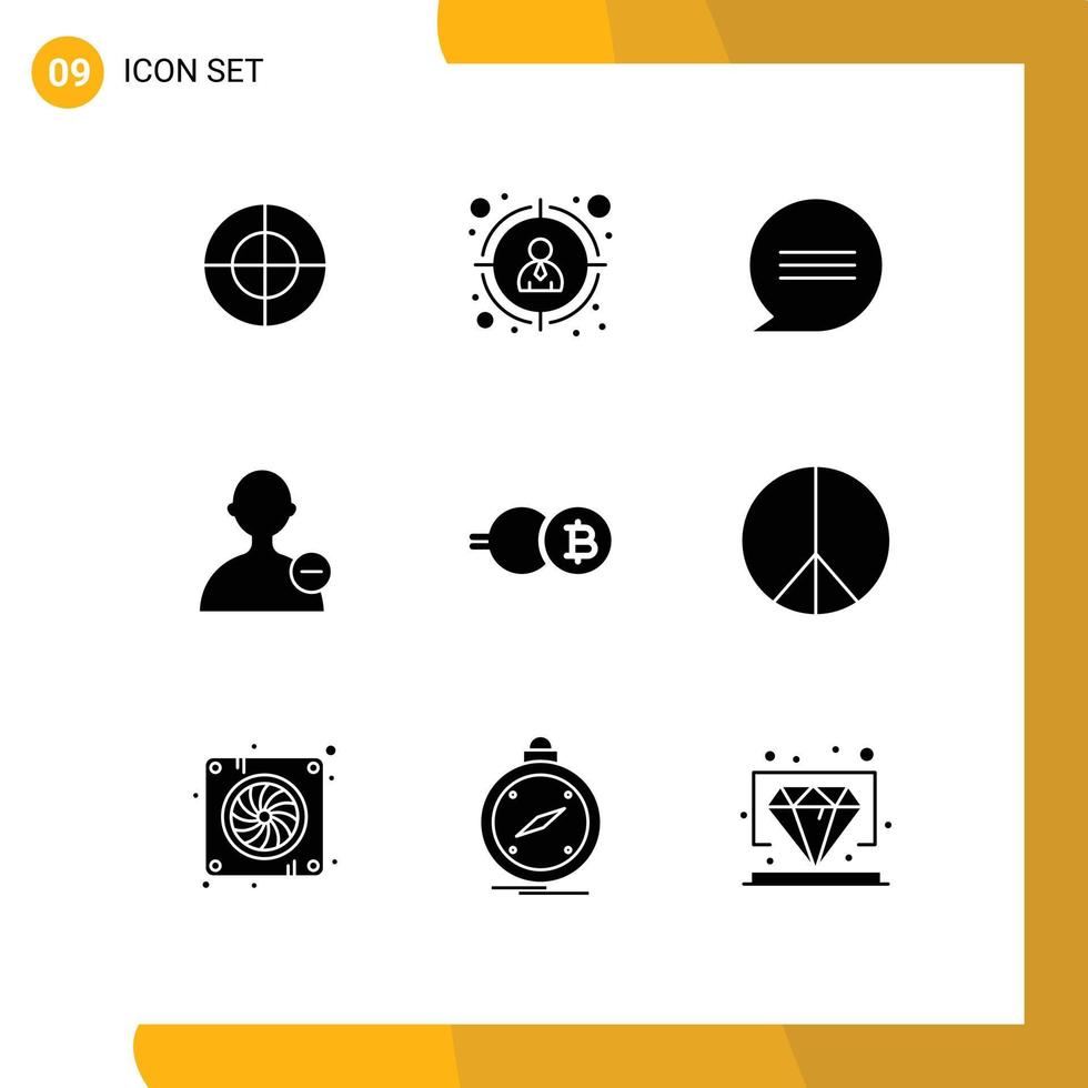 Stock Vector Icon Pack of 9 Line Signs and Symbols for hippie crypto currency messages crypto eb coin Editable Vector Design Elements