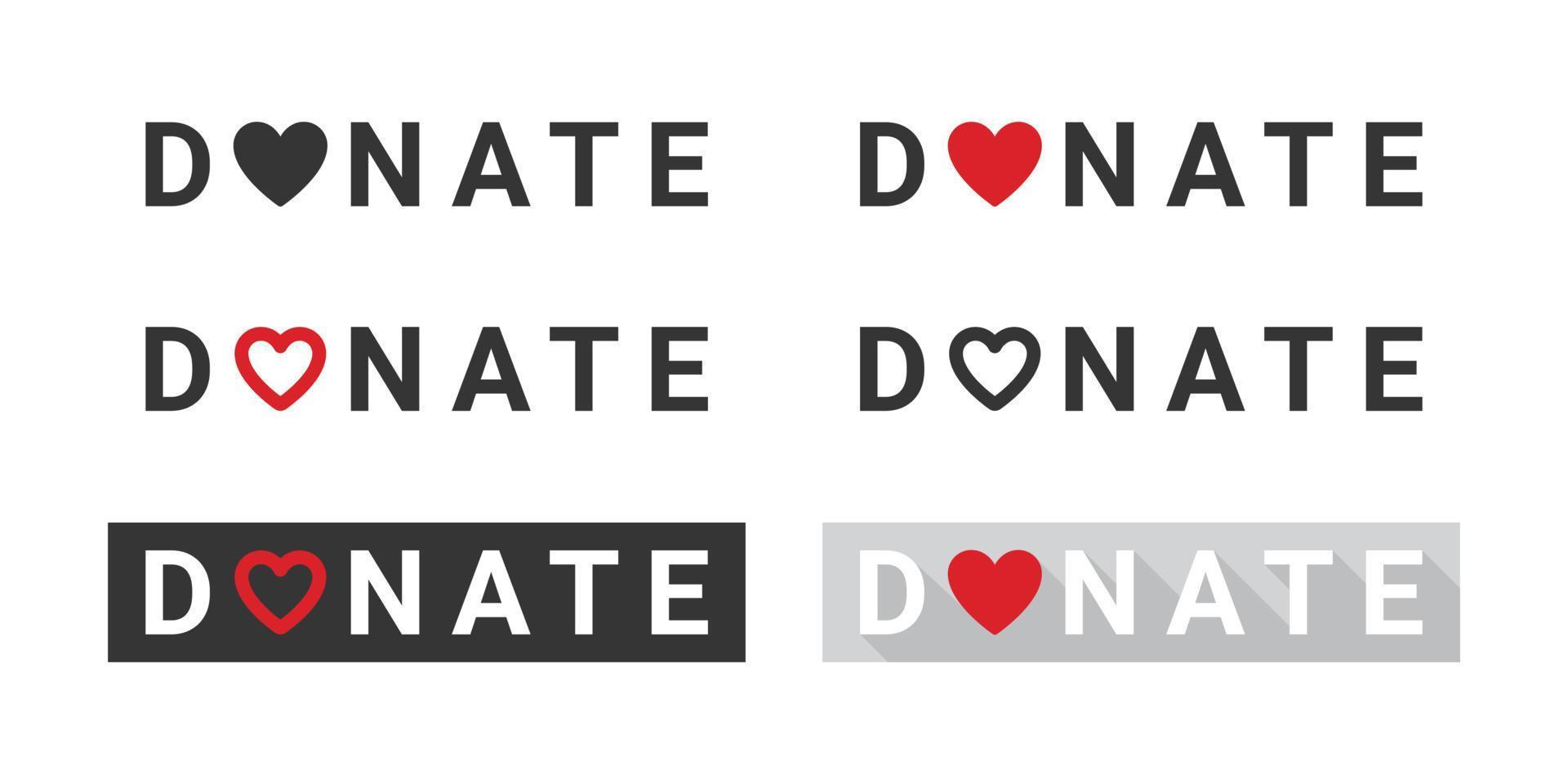 iconos de donación. botones de donación. conjunto de iconos de caridad. signos relacionados con las donaciones. ilustración vectorial vector