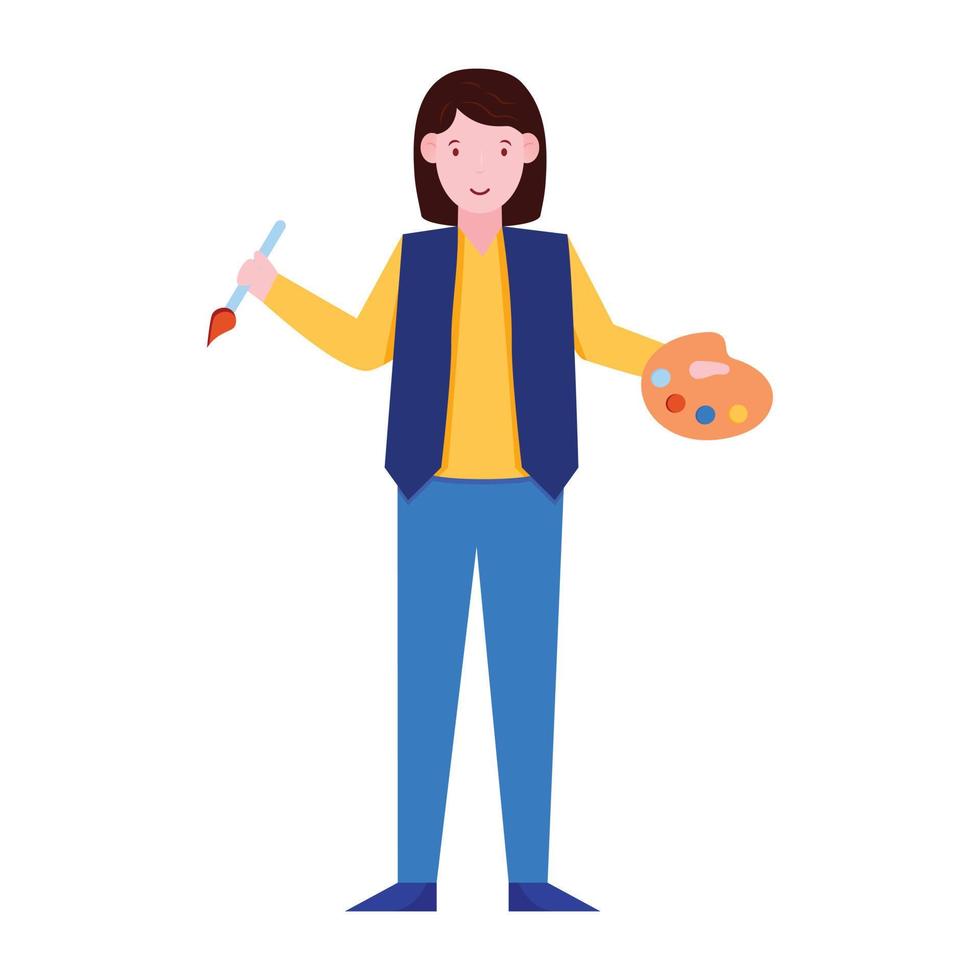 Editable flat vector design of painter illustration