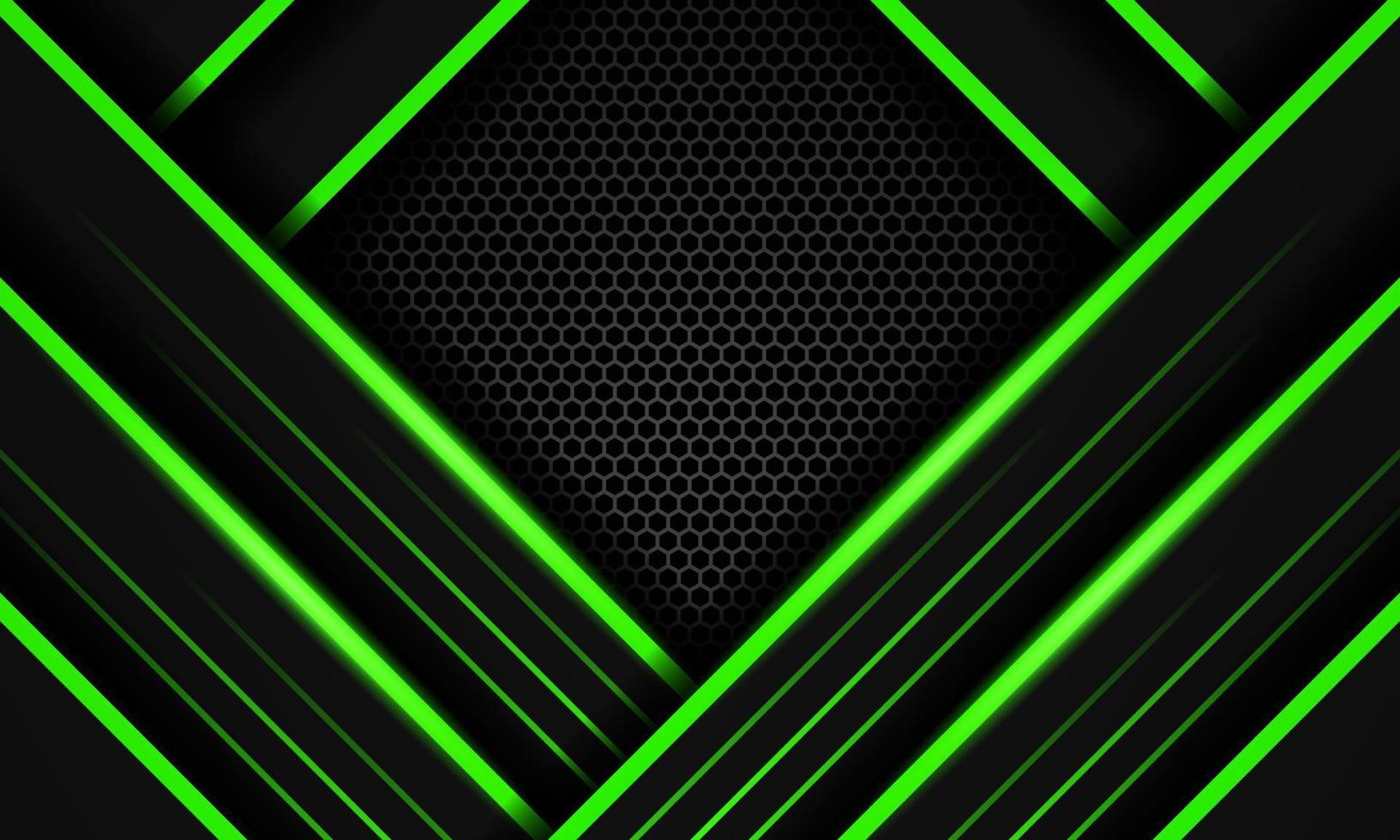 fondo de juego futurista con un diseño de patrón hexagonal con colores negro y verde oscuro vector