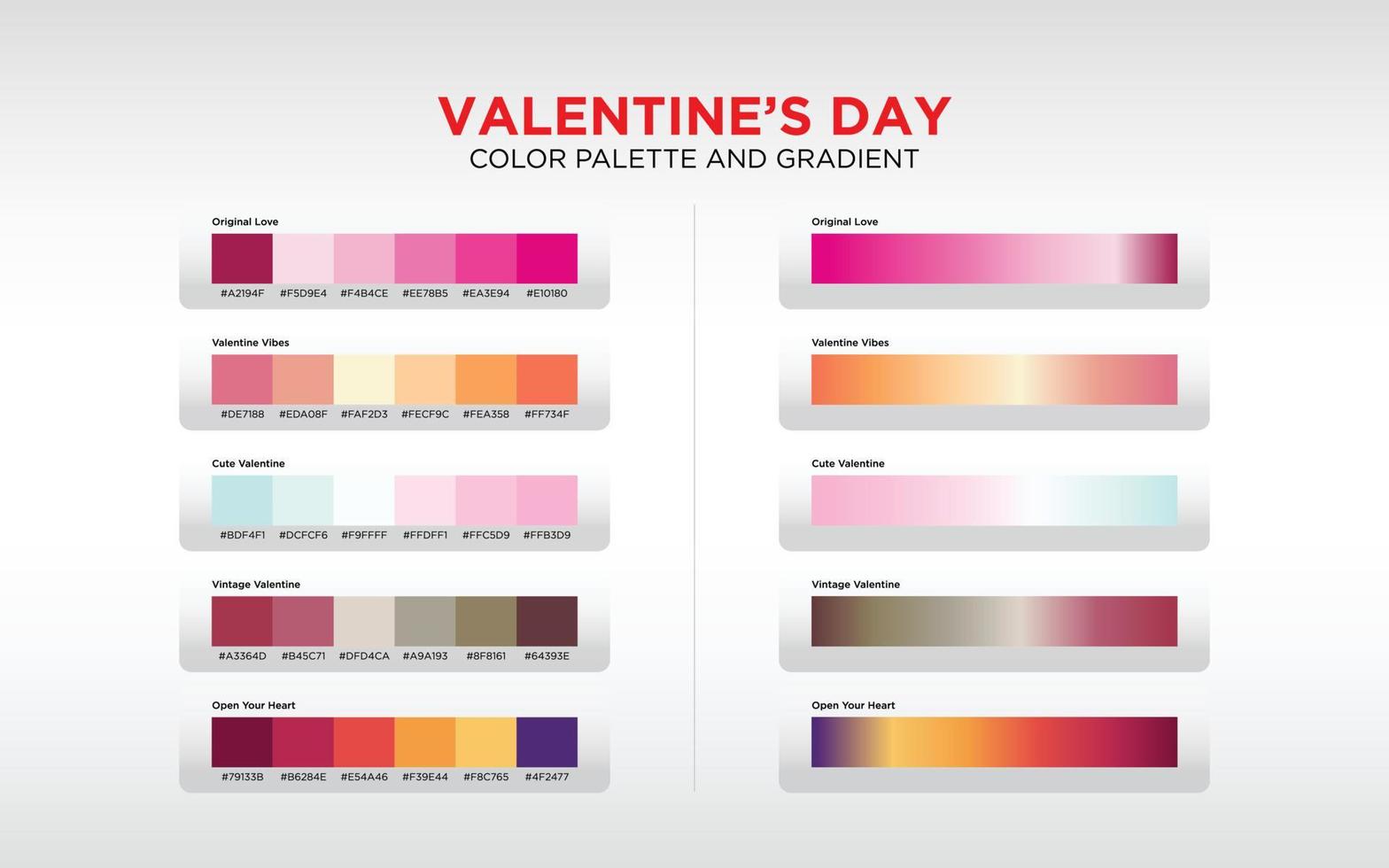 color palette and gradient for valentines day vector