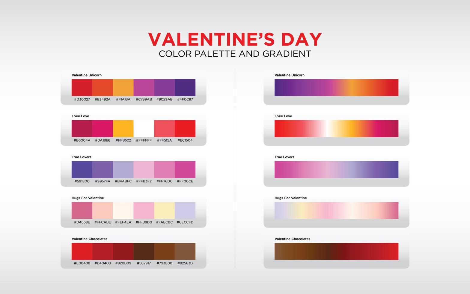 color palette and gradient for valentines day vector