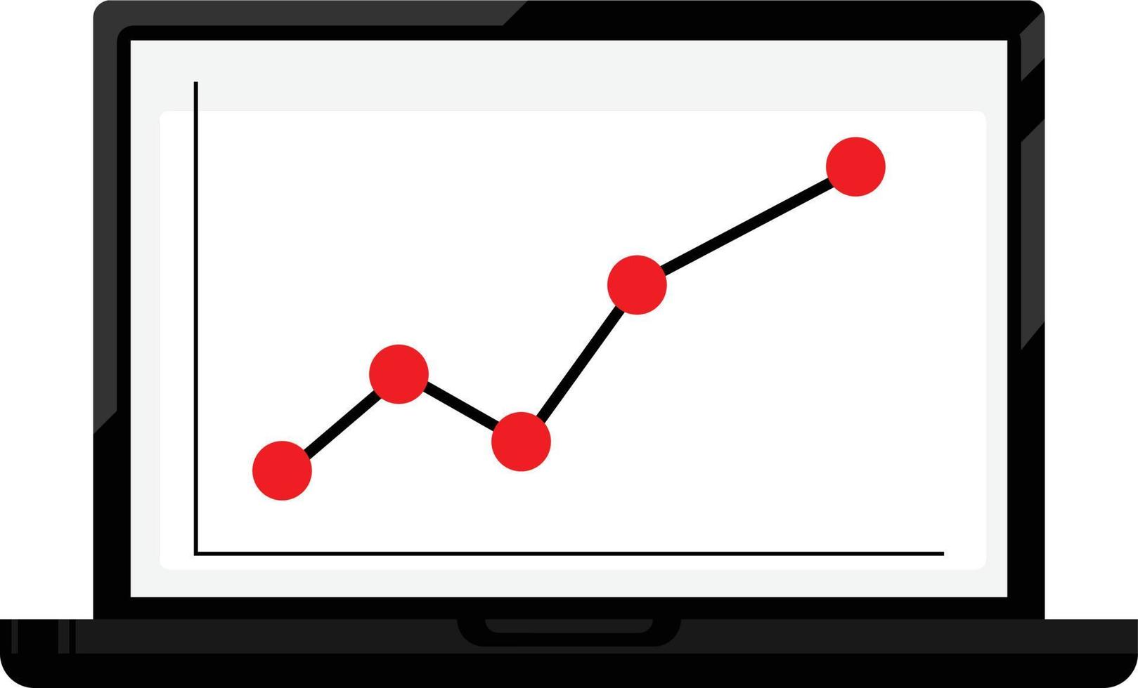 Black framed laptop with an ascending graph on the screen vector