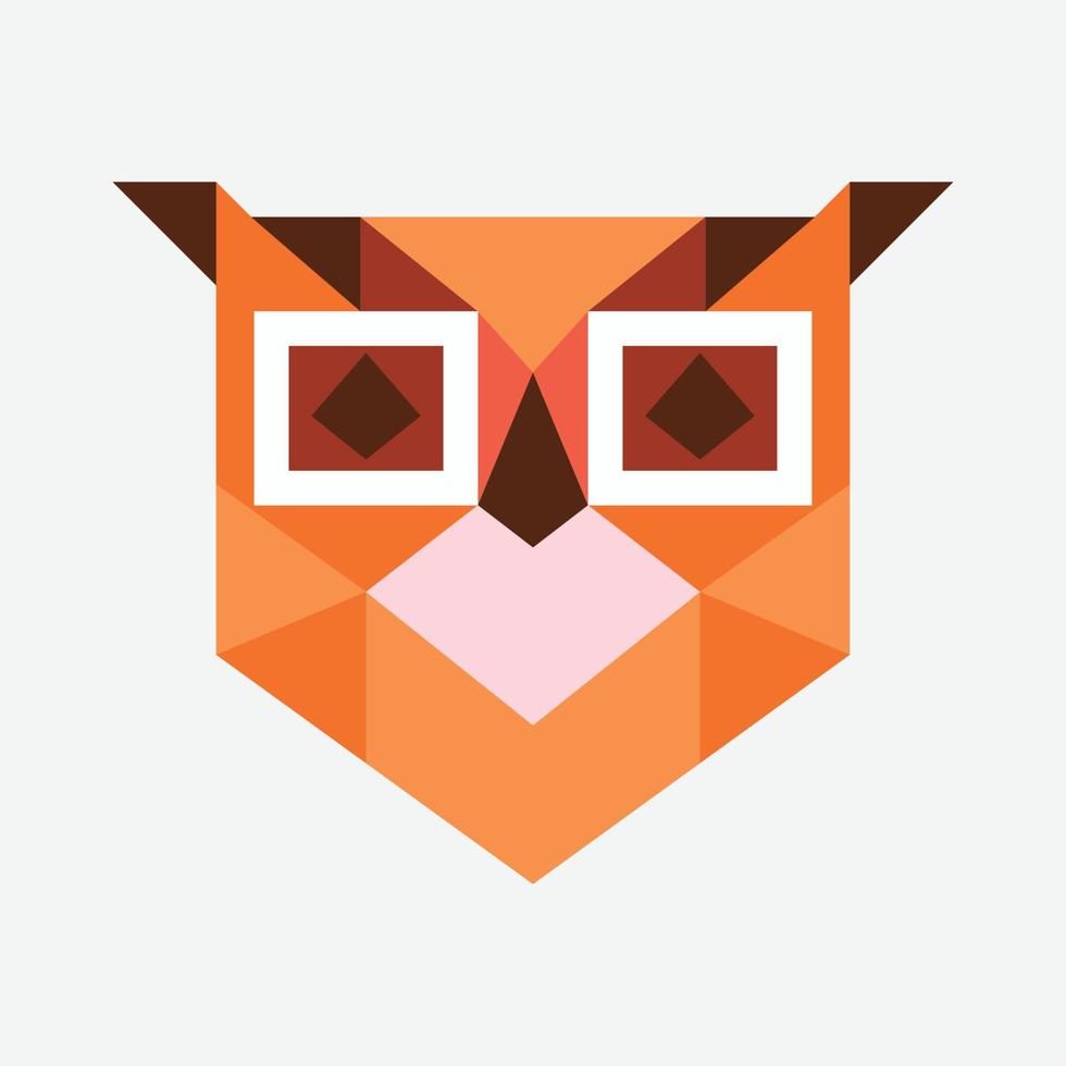 icono de logotipo de búho de formas geométricas mínimas vector