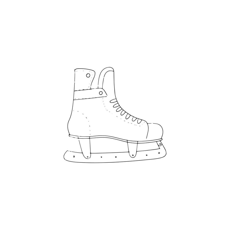 patines de hielo vector icono dibujado a mano. patines de fideos dibujados en un estilo de boceto simple.