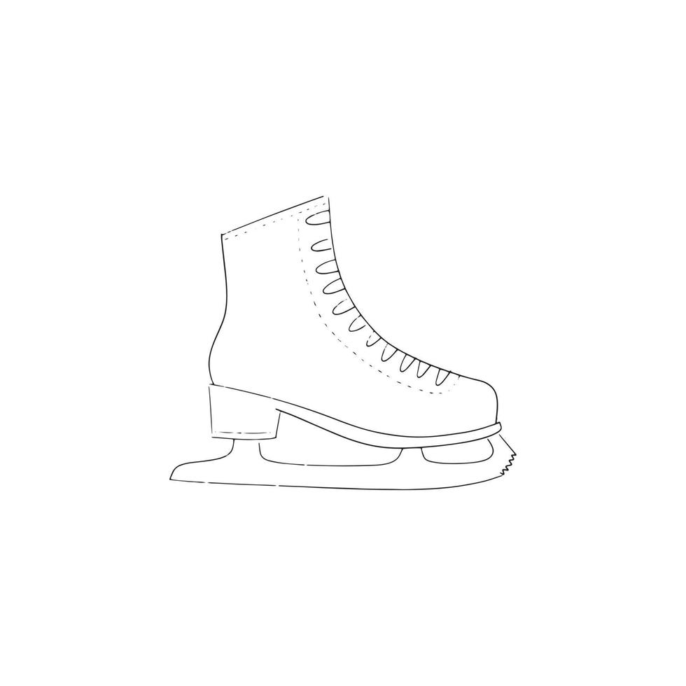 patines de hielo vector icono dibujado a mano. patines de fideos dibujados en un estilo de boceto simple.