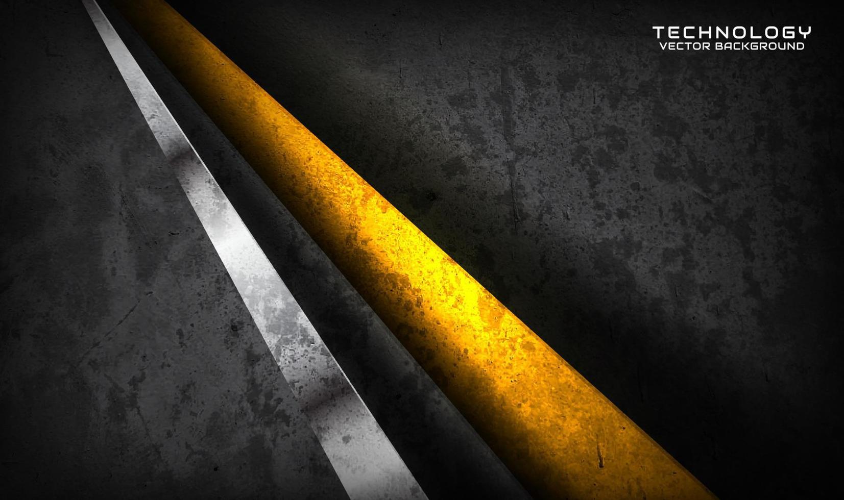 3D gray rough grunge techno abstract background overlap layer on dark space with sparkle yellow decoration. Modern graphic design element cutout style concept for banner flyer, card, or brochure cover vector