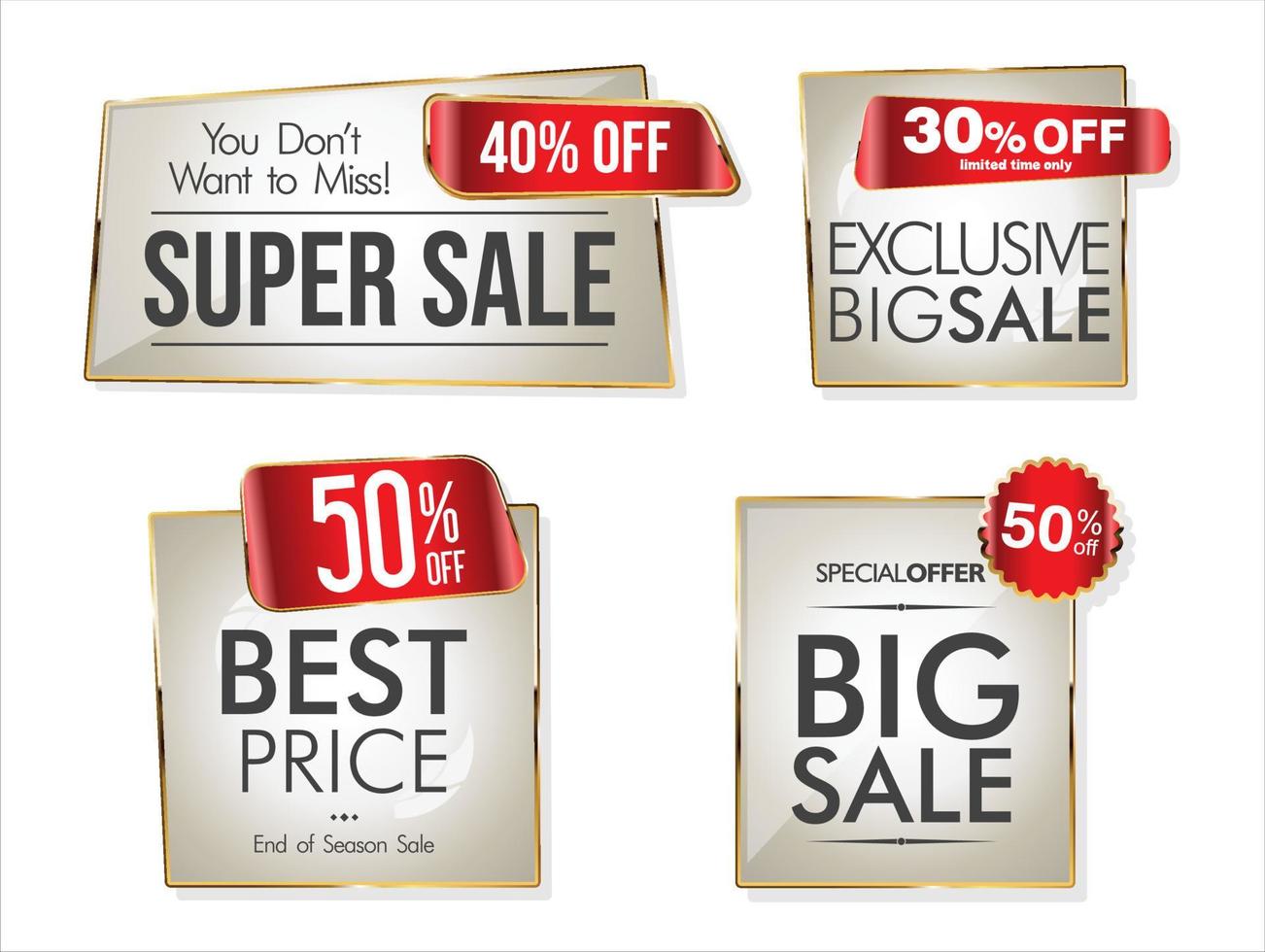 Super sale golden retro badges and labels collection vector illustration