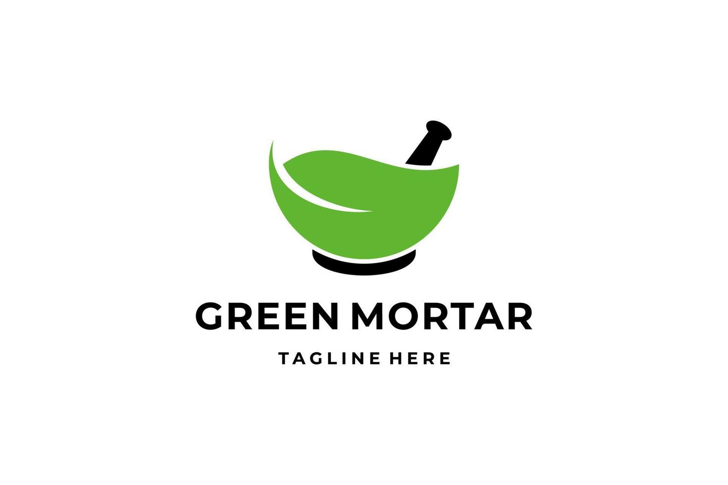 logotipo de mortero de hoja verde vector