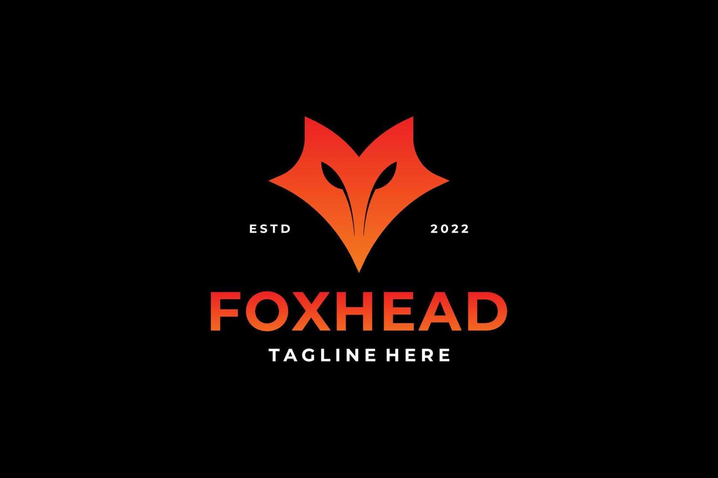 orange fox head startup logo vector