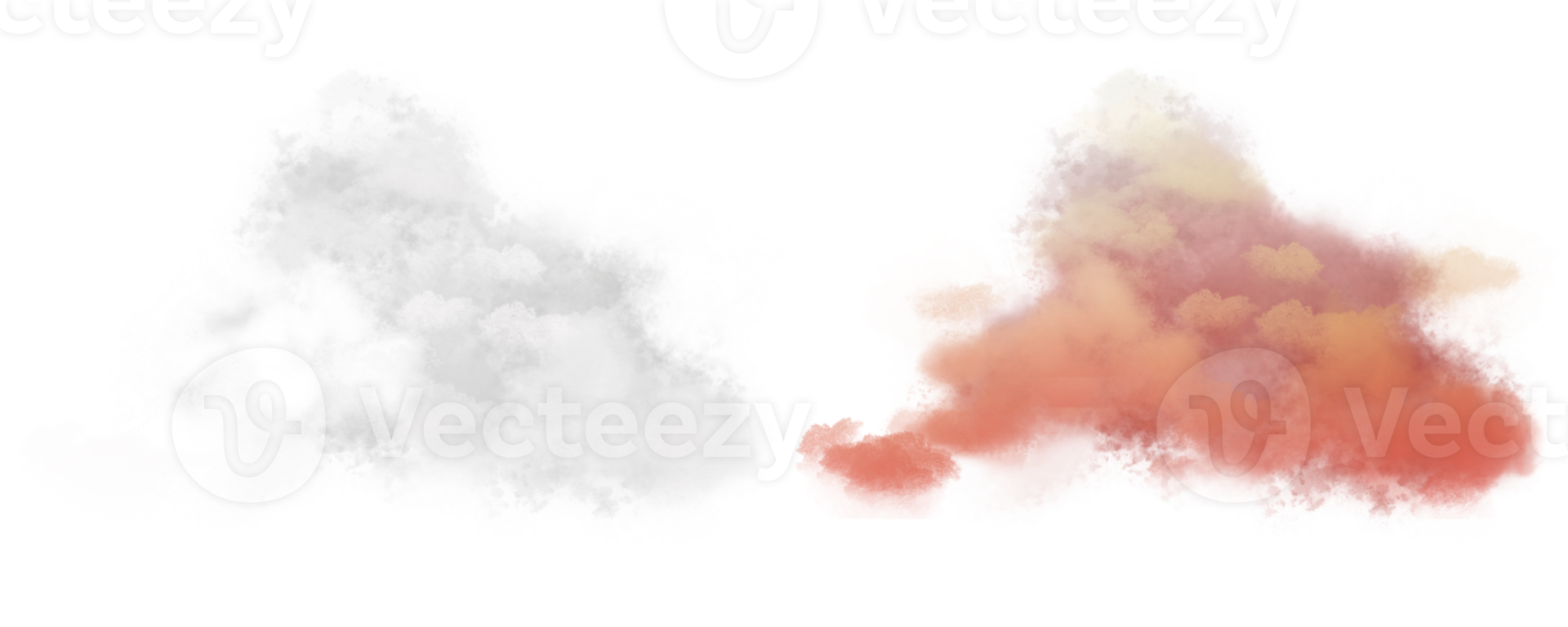 realistic cloud collection on transparent background. white and pink cloud for sunset landscape png