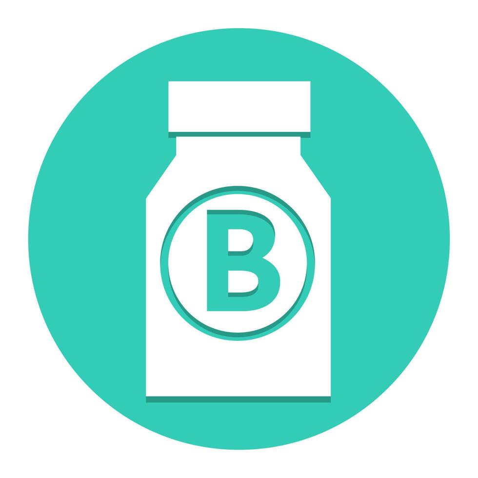 A bottle of vitamin, flat design vector and illustration