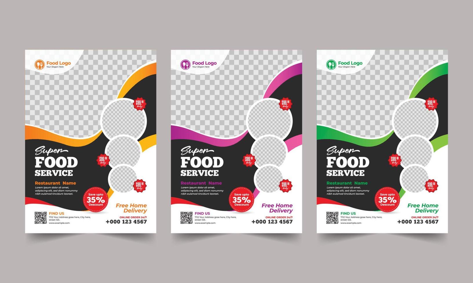 Delicious fast food, cooking, cafe and modern restaurant flyer template design vector