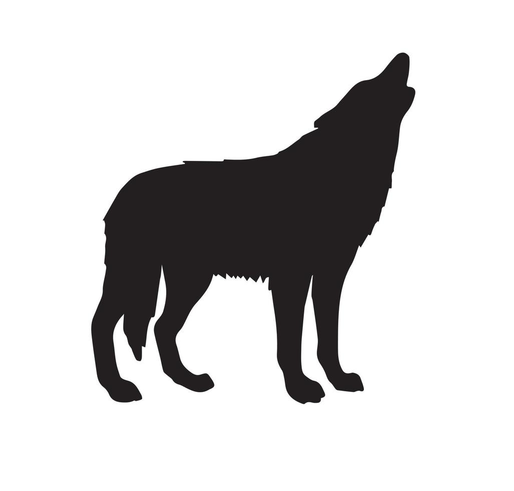 silueta de lobo dibujada a mano vector