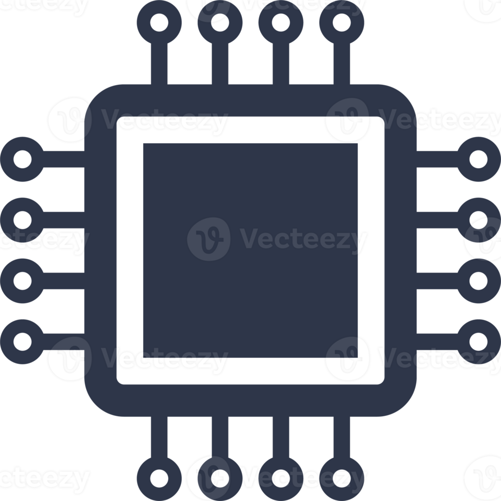 Chips-Symbol in schwarzer Farbe. Schaltungschip Zeichen Illustration. png