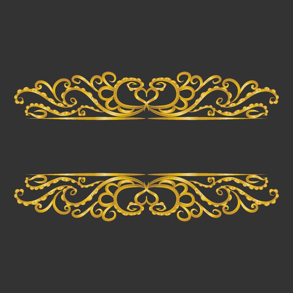 Decorative gold title frame isolated on dark green color background classic ornament vector
