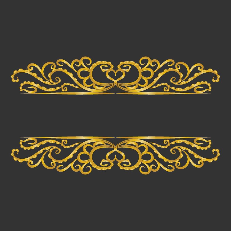 Decorative gold title frame isolated on dark green color background classic ornament vector