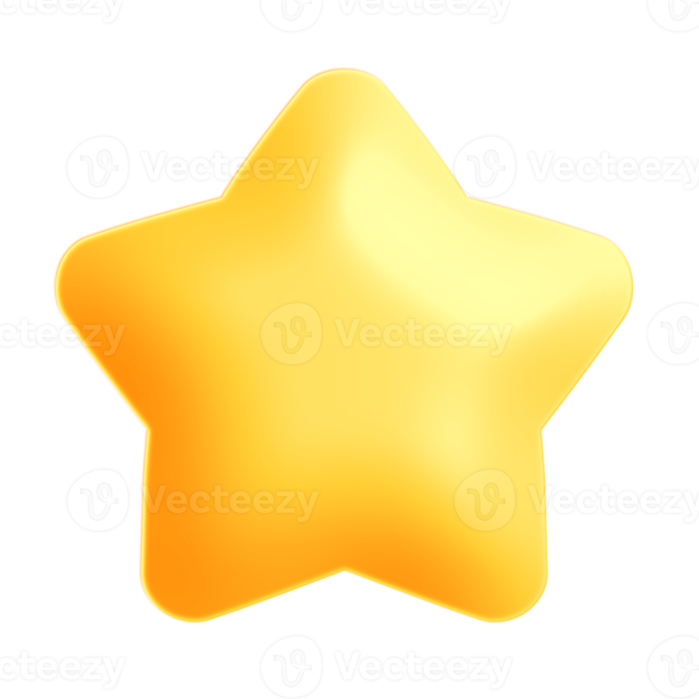 Cute Glowing Yellow Star 3D png