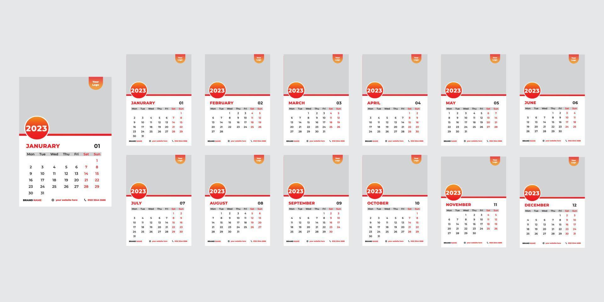 plantilla de diseño de calendario de año nuevo 2023 vector