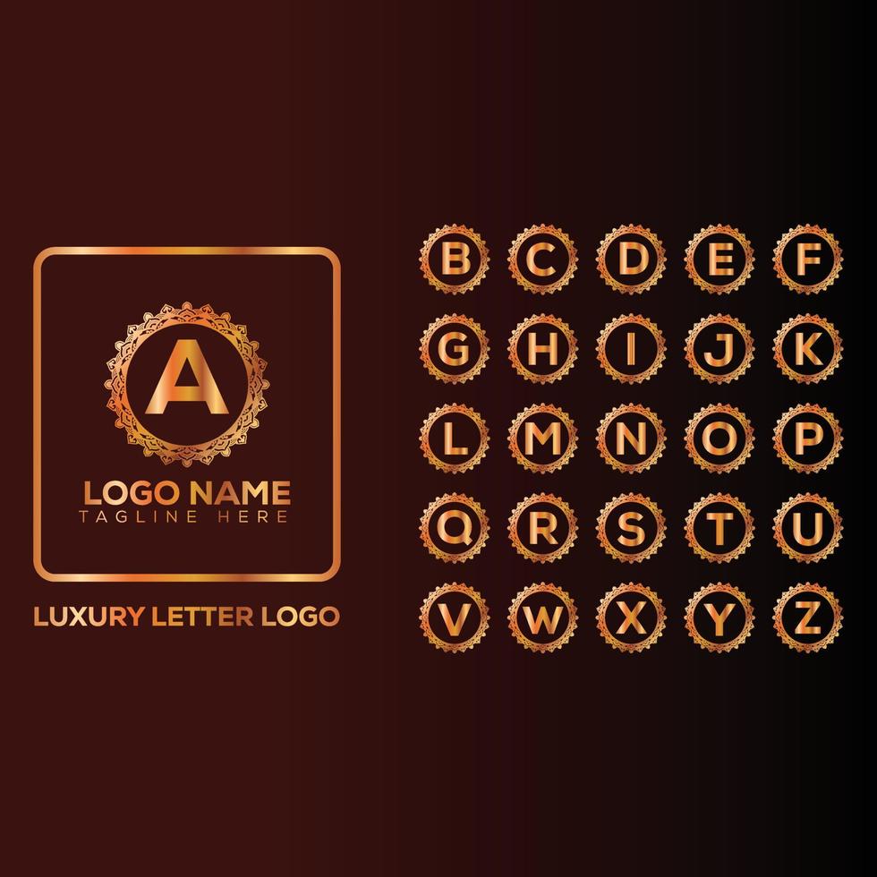 Luxury ornamental golden letter logo set vector