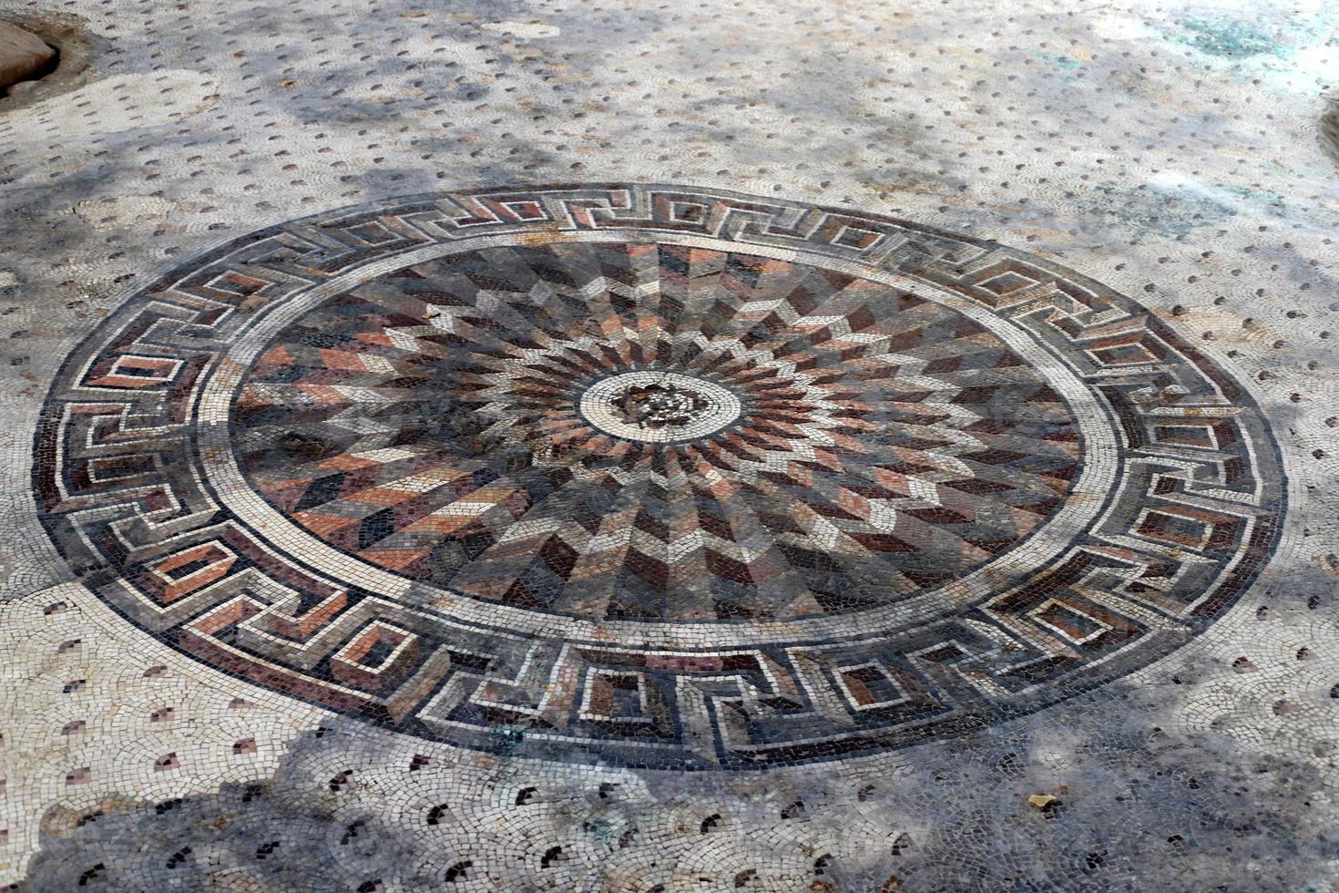 Mosaic on the ruins of an ancient fortress in Israel. photo