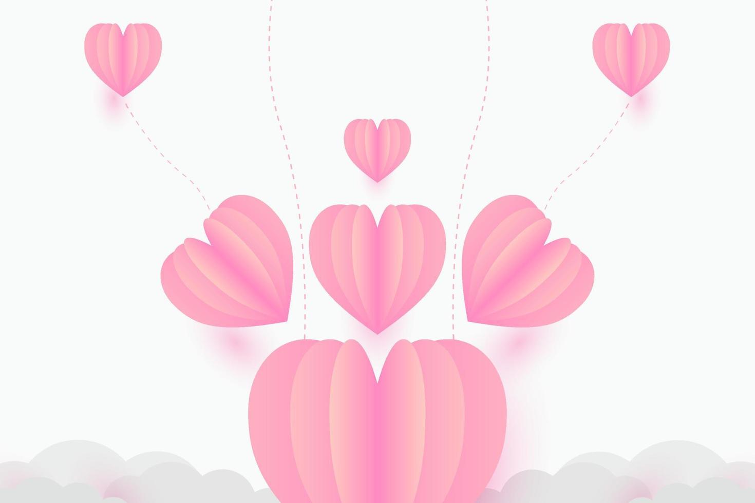 corazón rosa sobre fondo abstracto de papel blanco con diseño de cielo y línea para el festival del día de san valentín, día de la madre, corazón de póster, pancartas, tarjeta de regalo. ilustración vectorial estilo de arte en papel. vector