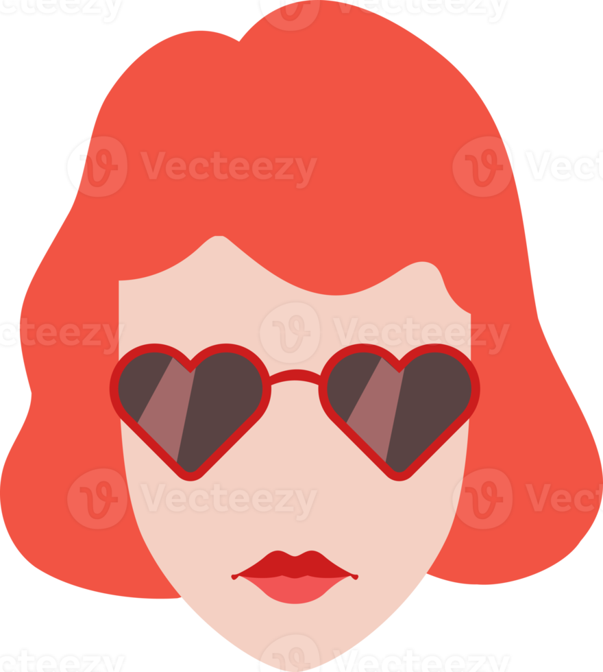 Girl in sunglasses. Hipster girl with colorful hair and glasses. For avatar, logo, icon, web, print, media and other. PNG with transparent background.