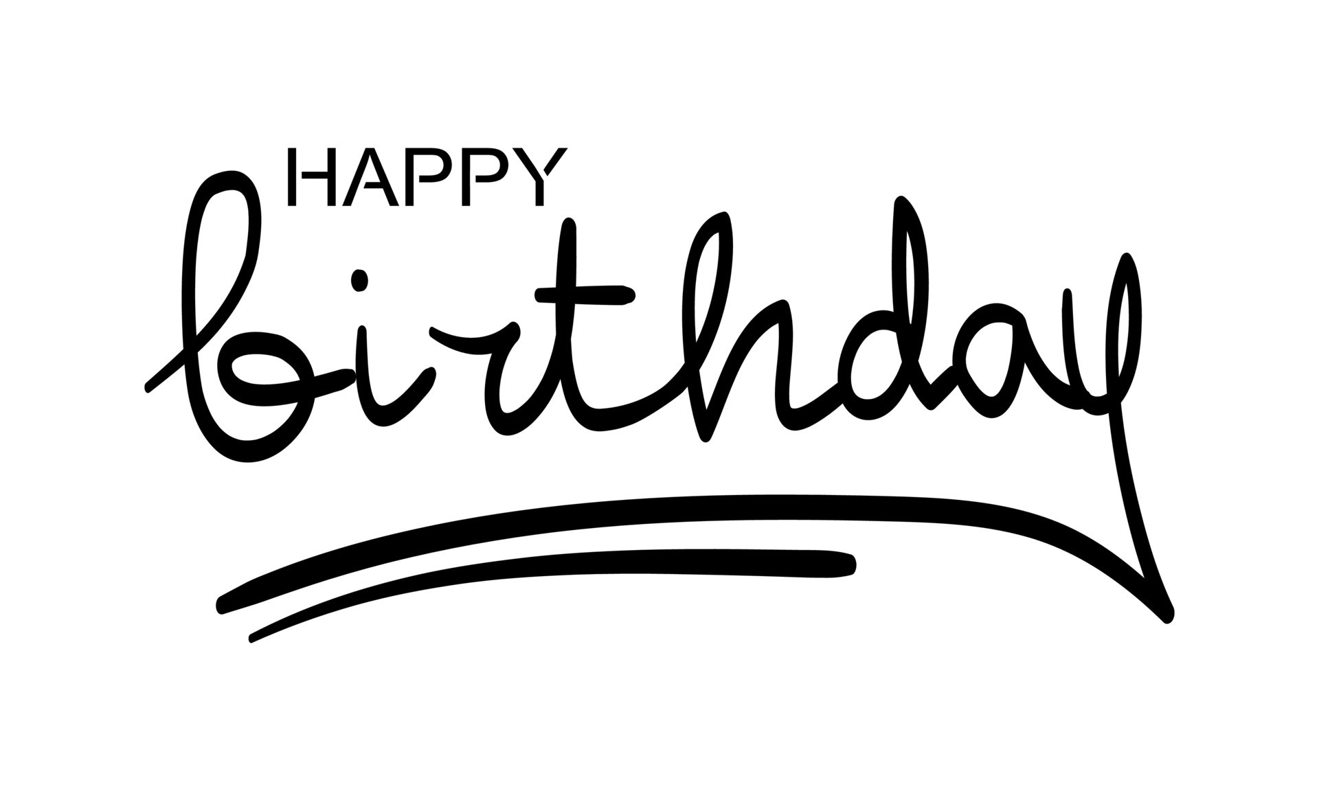 Happy Birthday phrase. simple text hand lettering calligraphy. use for