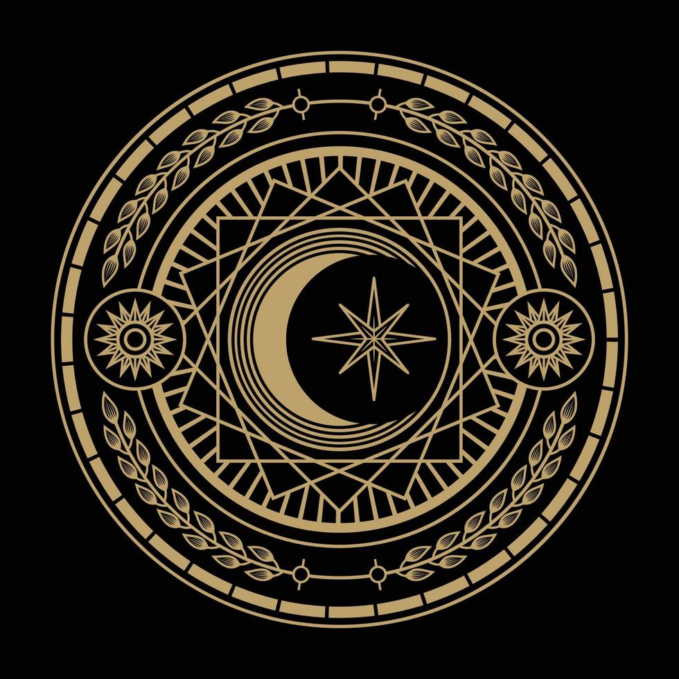mysterious golden magical circle vector design