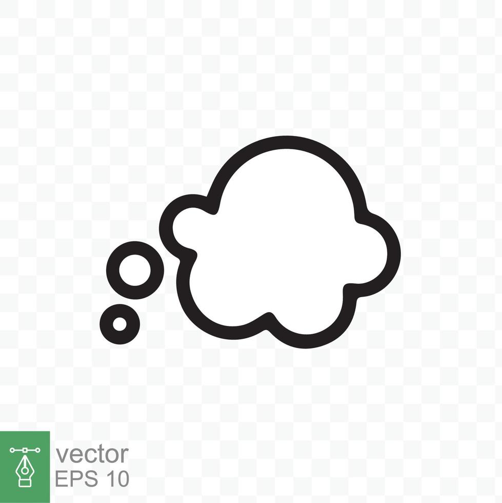 Think bubble with outline. Simple flat style. Cloud, dream, balloon, bubble speech, cartoon, comic speak and dialog, communication concept. Vector illustration isolated. EPS 10.