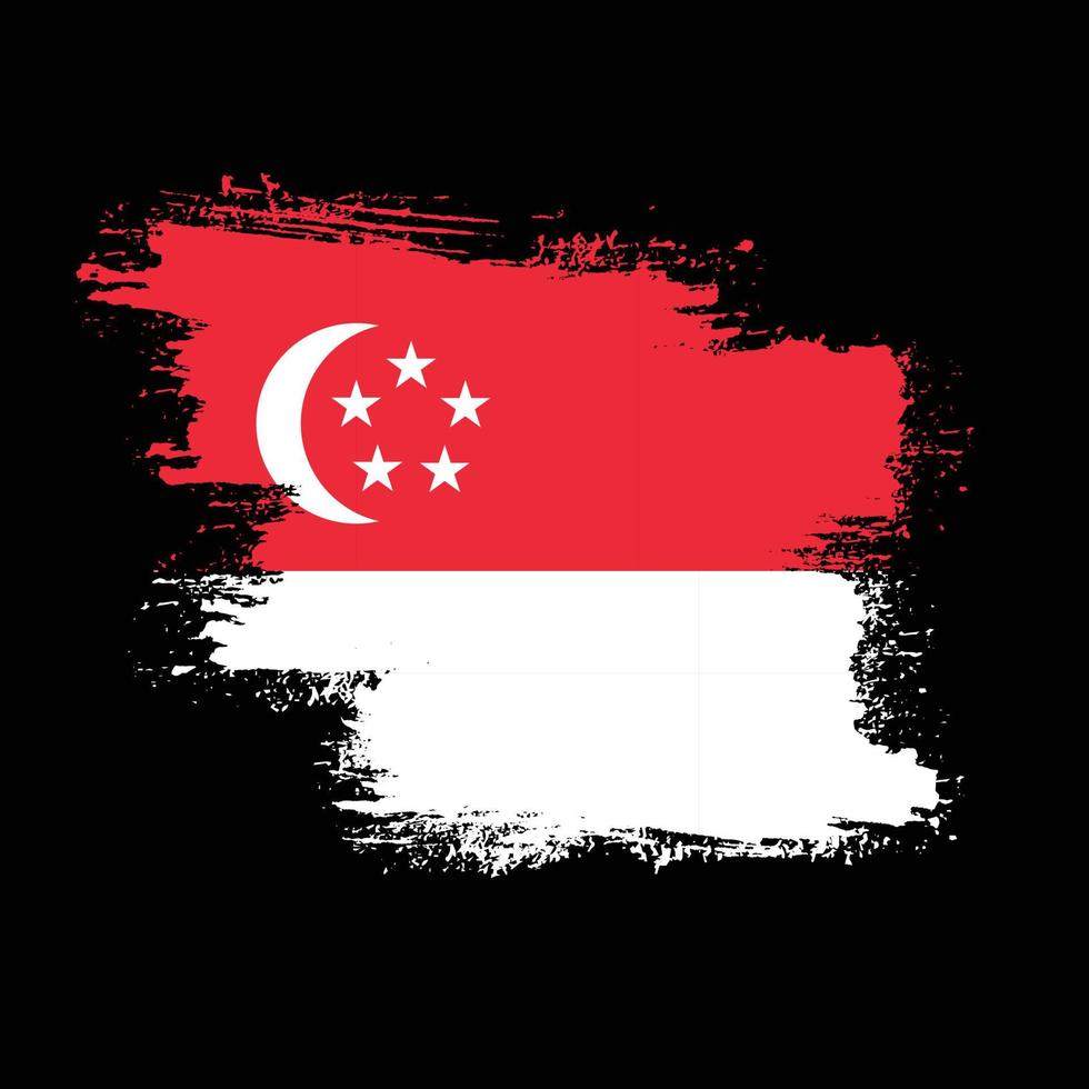 Singapore brush grunge flag vector