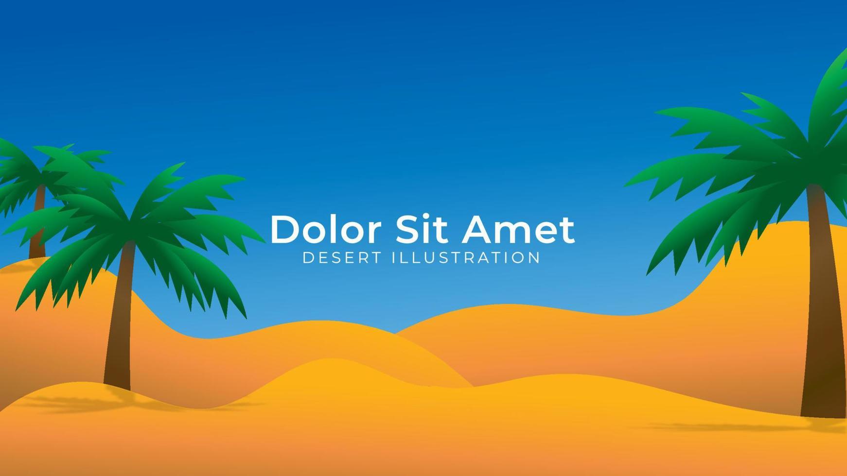 ilustración vectorial del desierto soleado con palmera y cielo azul limpio. concepto de diseño de fondo de paisaje de naturaleza mínima. vector