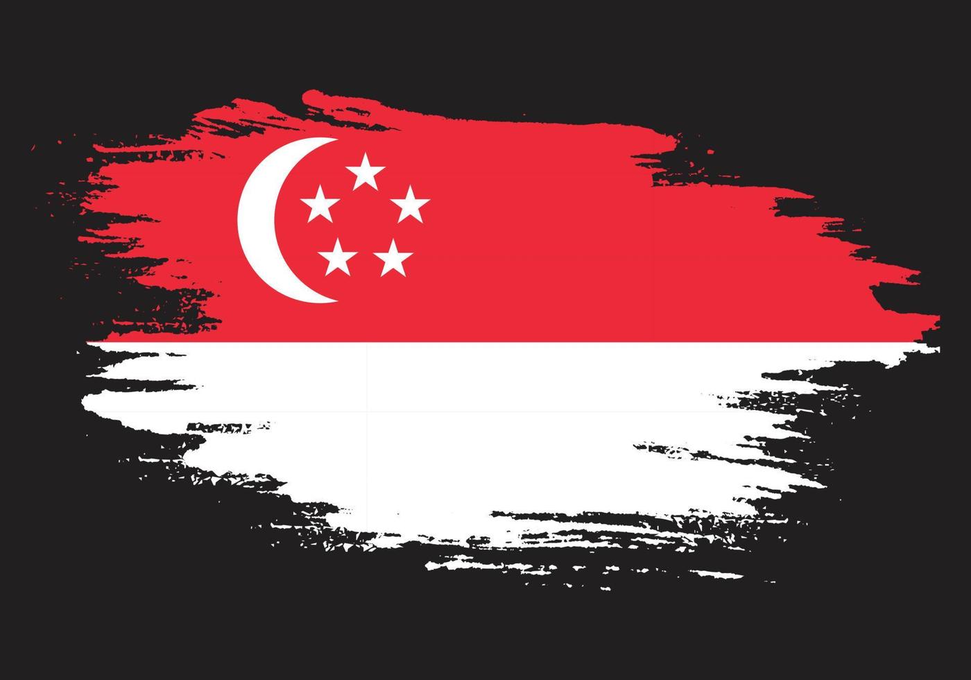 Ink splashes brush stroke Singapore flag vector