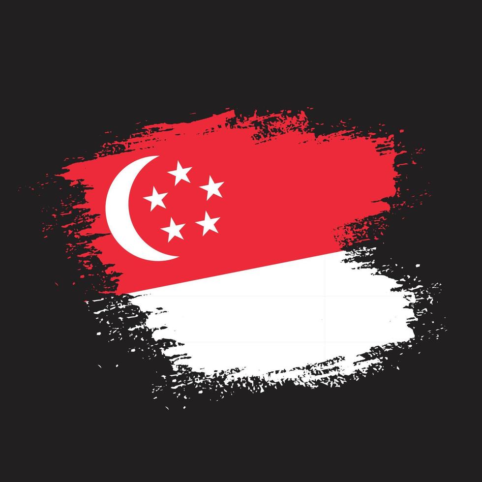 vector de bandera de singapur de trazo de pincel grunge dibujado a mano