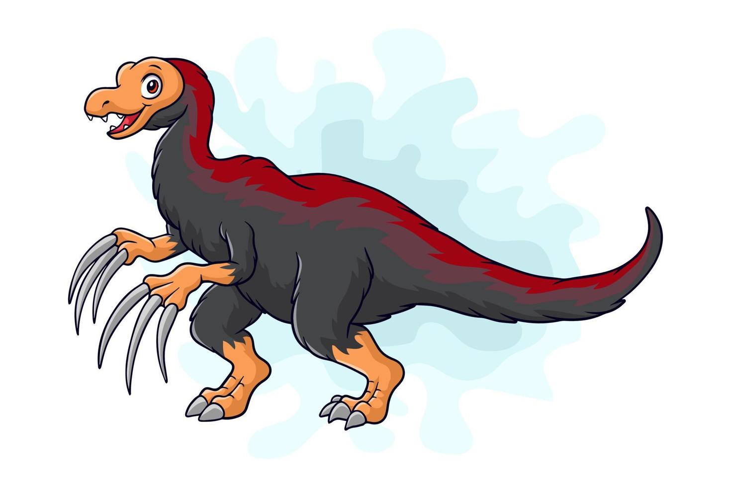 caricatura, dinosaurio, therizinosaurus, blanco, plano de fondo vector