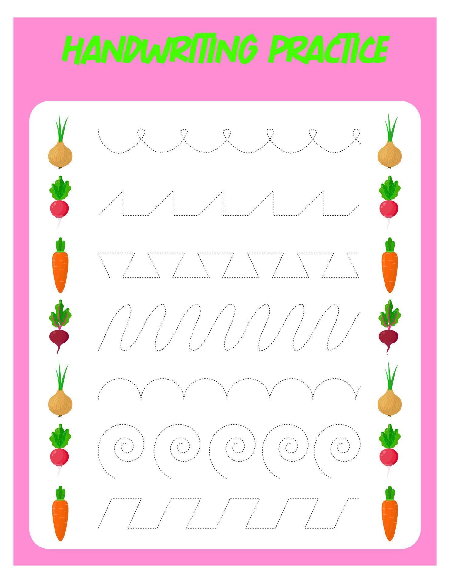 Tracing lines. Handwriting practice for children.Practicing fine motor