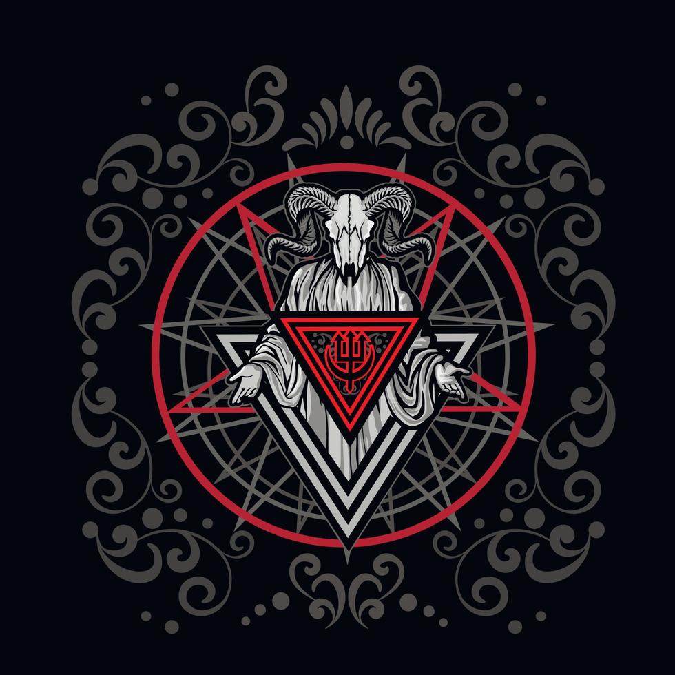 Gothic sign with  aries skull, grunge vintage design t shirts vector