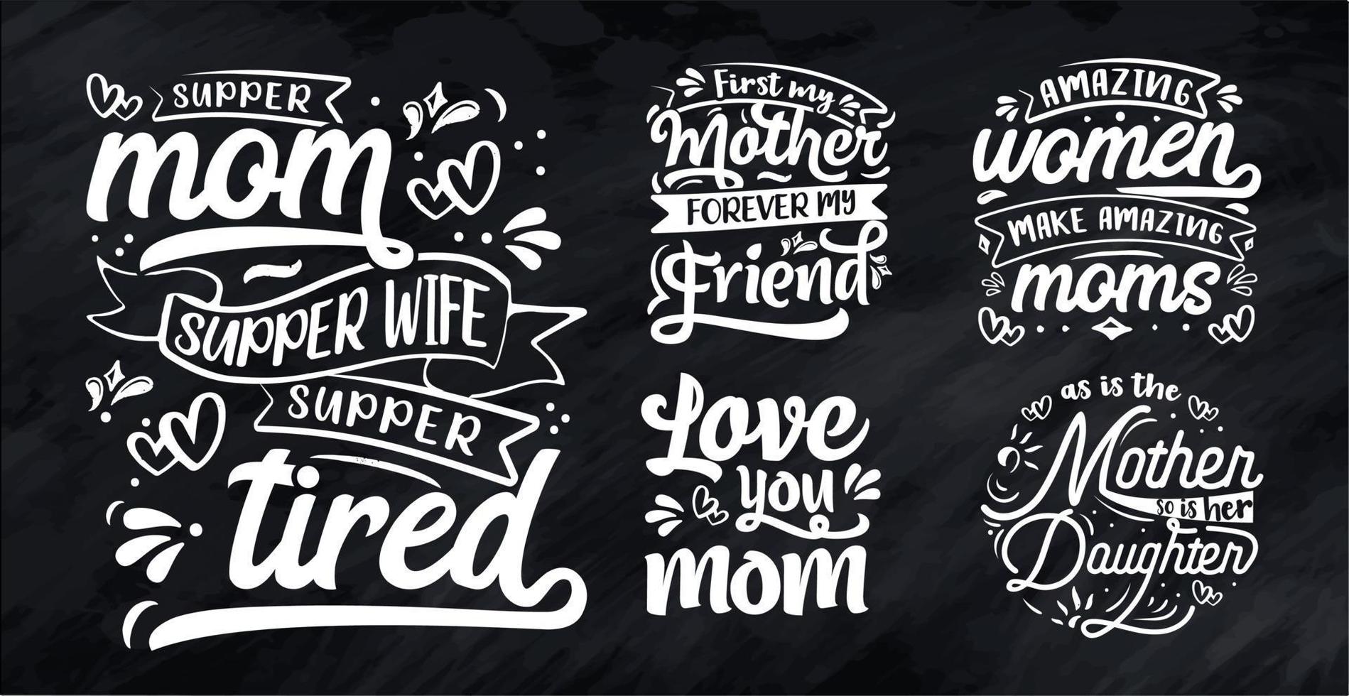 Hand drawn lettering mom Typography Design with floral element can be used on mug, T-shirt vector