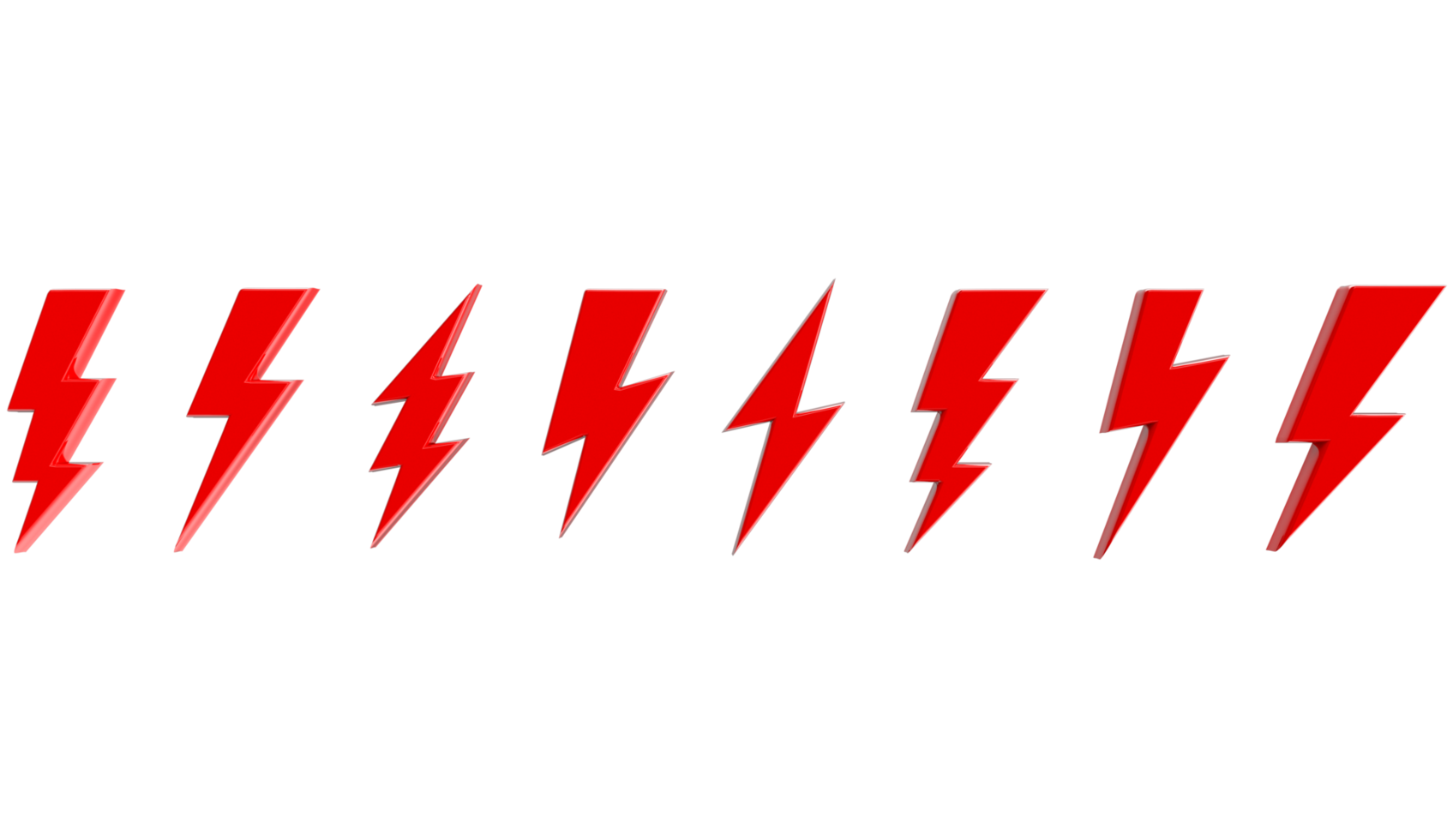 3D Set lightning bolt. Thunderbolt on transparent PNG Background