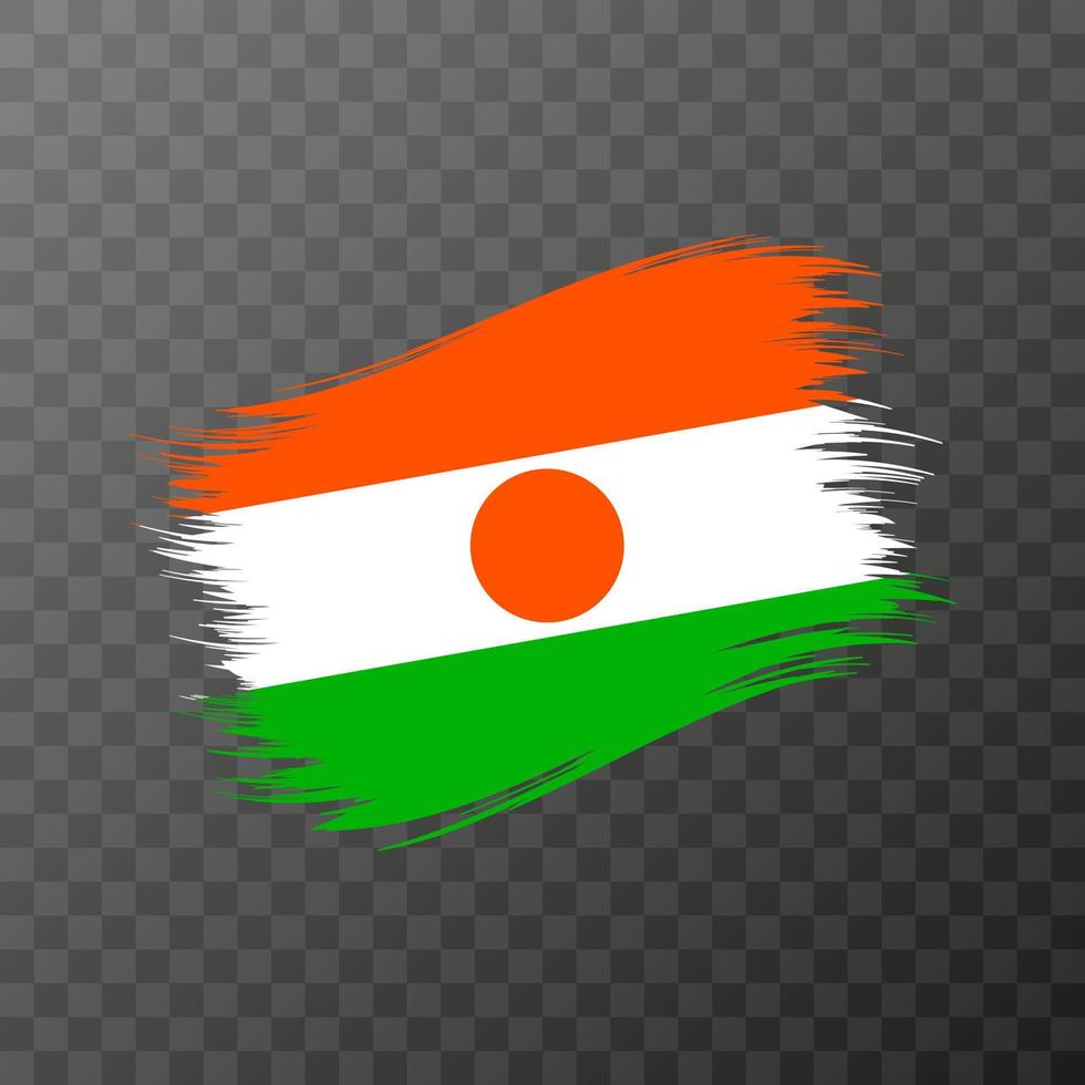 Niger national flag. Grunge brush stroke. vector