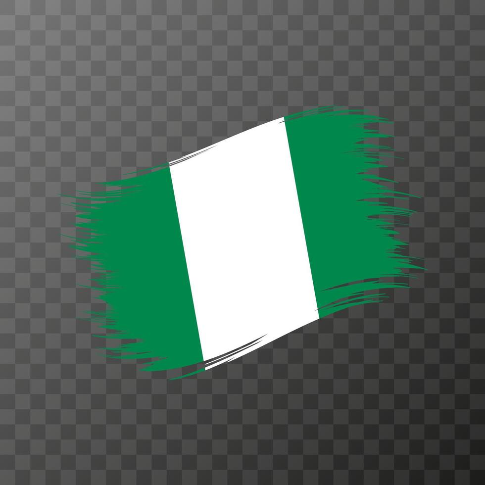 Nigeria national flag. Grunge brush stroke. vector