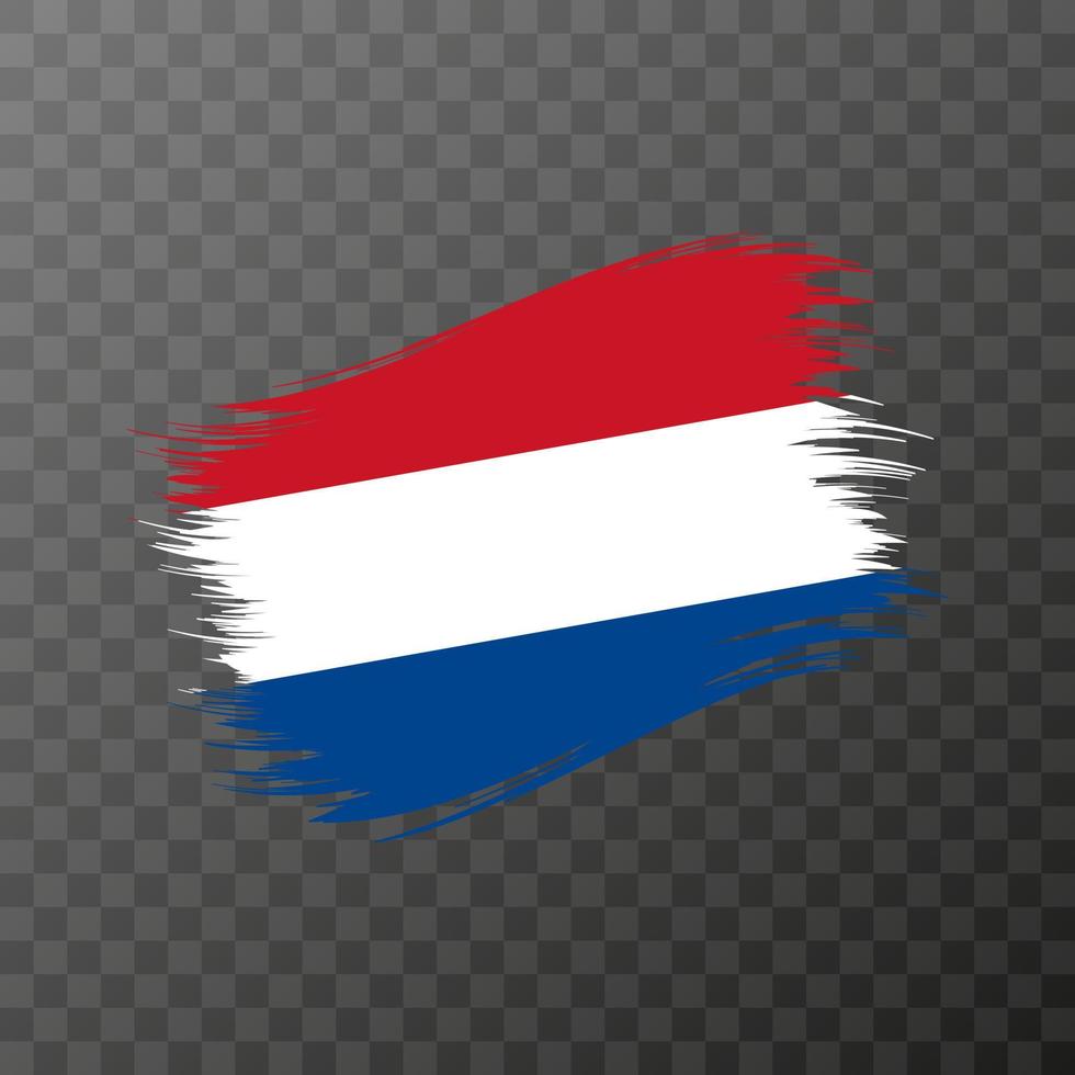 Netherlands national flag. Grunge brush stroke. vector