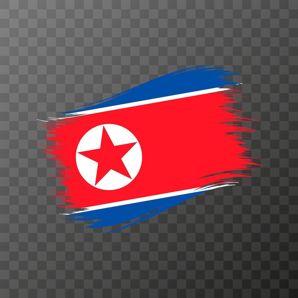 North Korea national flag. Grunge brush stroke. vector