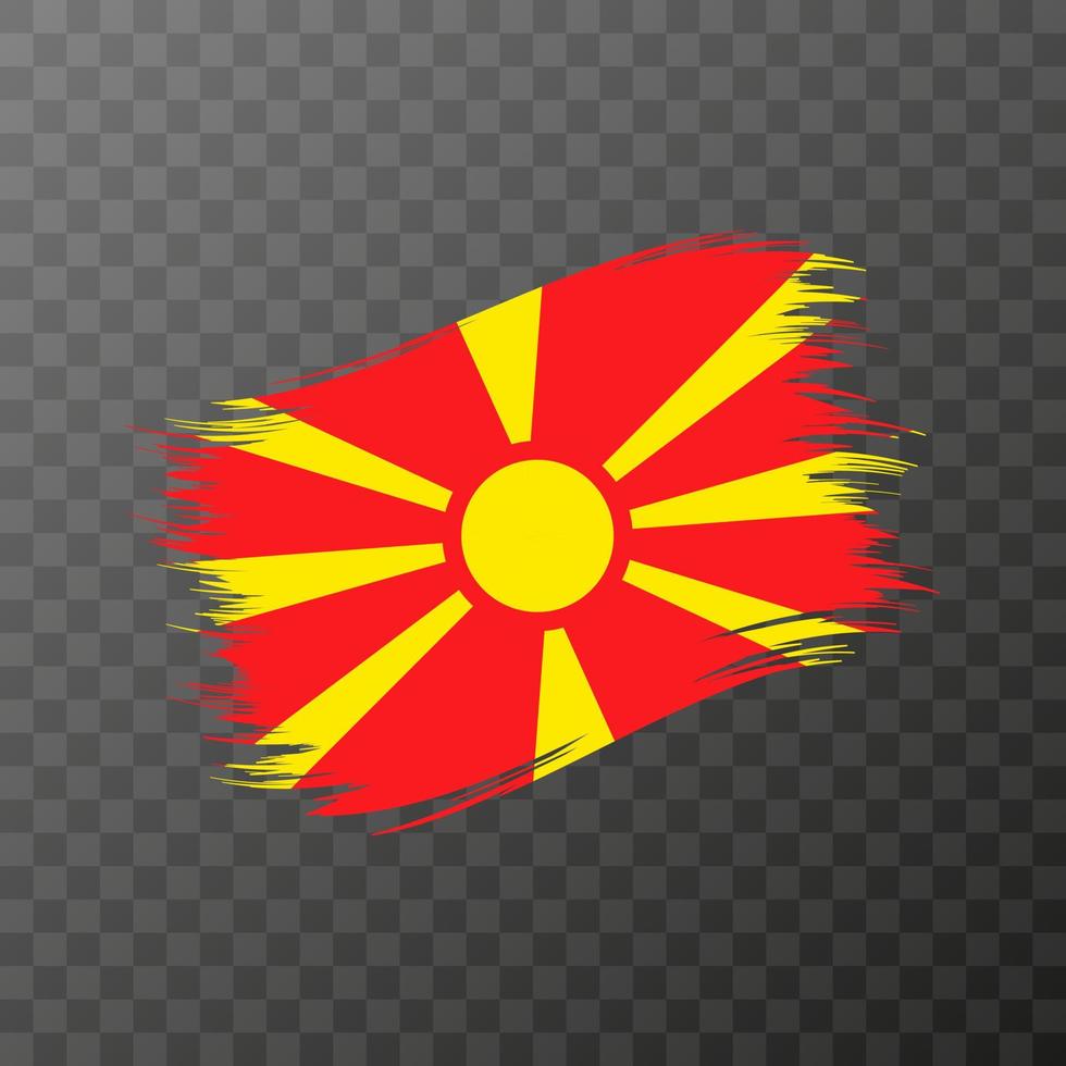 North Macedonia national flag. Grunge brush stroke. vector