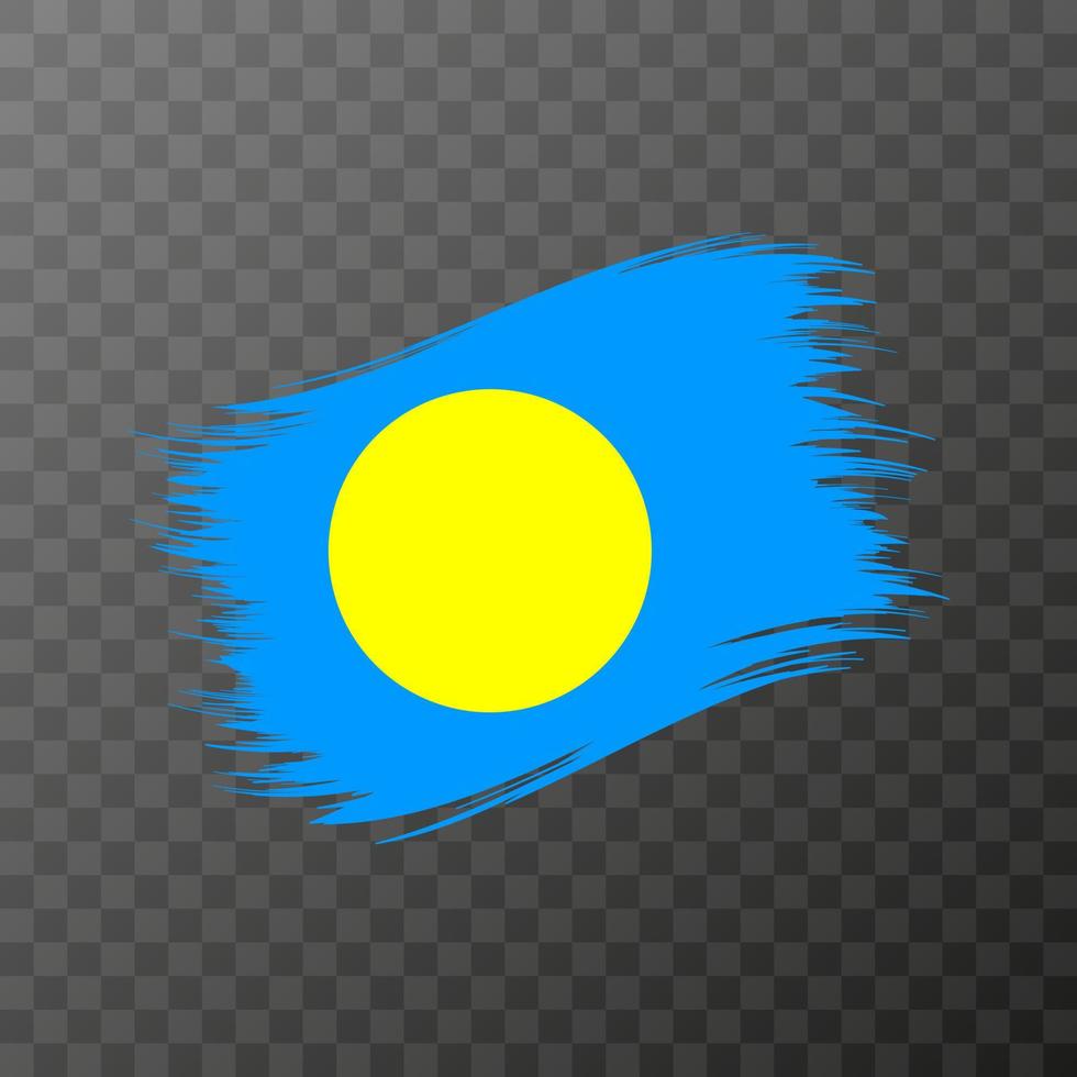 Palau national flag. Grunge brush stroke. vector